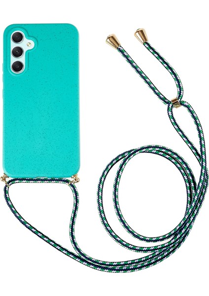 Samsung Galaxy A25 5G(GLOBAL)(161.0 x 76.5 x 8.3mm)Kılıf Biyolojik Olarak Parçalanabilir Buğday Samanı + Kordonlu Tpu Kapak-Gök Mavisi (Yurt Dışından)