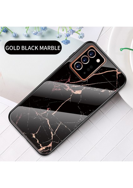 Mermer Doku Temperlenmiş Cam+Pc+Tpu Hibrit Kılıf Samsung Galaxy NOTE20 ULTRA/NOTE20 Ultra 5g-Black/altın (Yurt Dışından) fiyatları