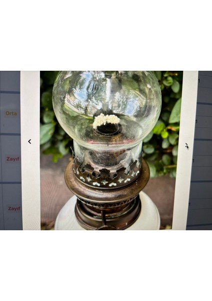 Antika Fransız Porselen Gaz Lambası 47 cm Boyunda