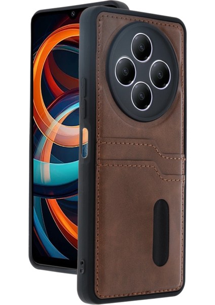 Xiaomi Redmi 14C Kılıf Kartlıklı Slots Pu Deri Sara Kapak