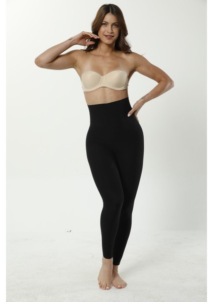 Diz Yapmayan Lazer Kesim Yüksek Bel Korseli Kadın Tayt(Iki Beden Küçültür)