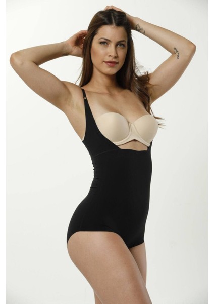 Kadın Siyah Göğüs Destekli Body 2 Beden Incelten Hayalet Korse modelleri
