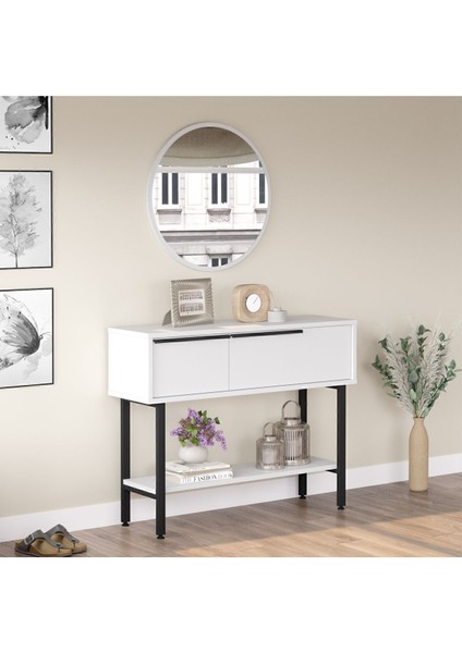 Bohem Dresuar 100CM Aynalı Kapaklı Metal Ayaklı Beyaz BOH12-W fiyatları