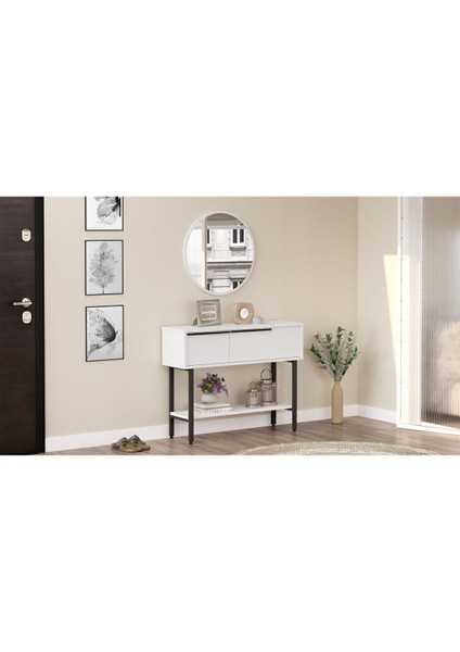 Bohem Dresuar 100CM Aynalı Kapaklı Metal Ayaklı Beyaz BOH12-W modelleri