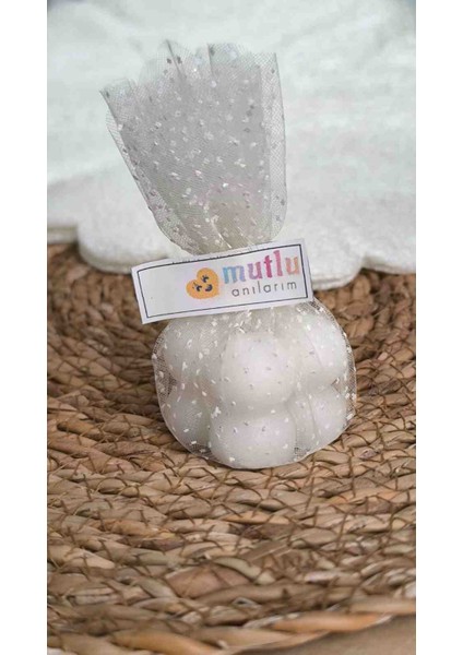 10 Adet | Bubble Desenli Tül Şeklinde Kurdelalı Mum Nikah, Kına, Söz, Nişan Hediyeliği fırsatları