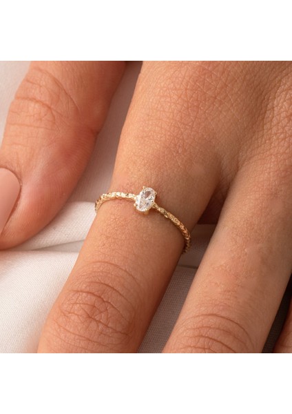 Gümüş Yüzük - Afrodit Eskitme Oval Zirkon Evlilik Teklifi 925 Ayar Gümüş Yüzük-Hediye Gümüş Yüzük