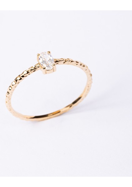 Gümüş Yüzük - Afrodit Eskitme Oval Zirkon Evlilik Teklifi 925 Ayar Gümüş Yüzük-Hediye Gümüş Yüzük