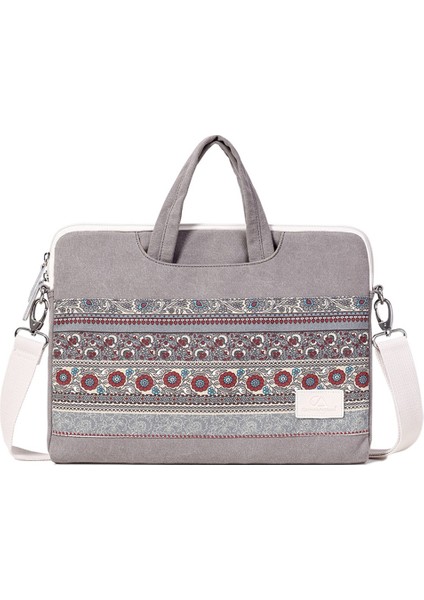 Laptop Çantası 15 Inç Ulusal Stil Desen Bilgisayar Kanvas Kumaş Evrak Çantası Omuz Askılı Kol (Yurt Dışından)