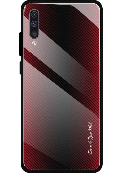 Samsung Galaxy A50/A50S/A30S-RED Için Karbon Fiber Doku Camı Geri+Tpu Hibrit Kılıf (Yurt Dışından)
