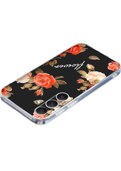 Samsung Galaxy A24 4g (162,1 x 77,6 x 8,3mm) Kılıf Desen Baskı Darbeye Dayanıklı Yumuşak Tpu Telefon Kapağı-Siyah Arka Plan Çiçekler (Yurt Dışından) fırsatları