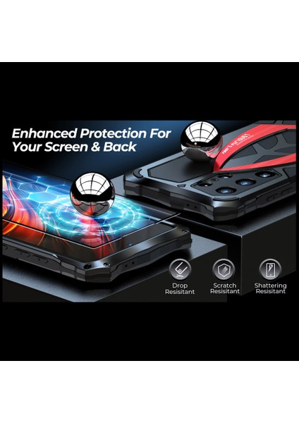 Luphıe Samsung Galaxy S24 Ultra Kılıf Spor Araba Tasarımı Darbeye Dayanıklı Metal + Tpu Telefon Kapağı Ekran Koruyucu Ile-Siyah/kırmızı (Yurt Dışından) fiyatları