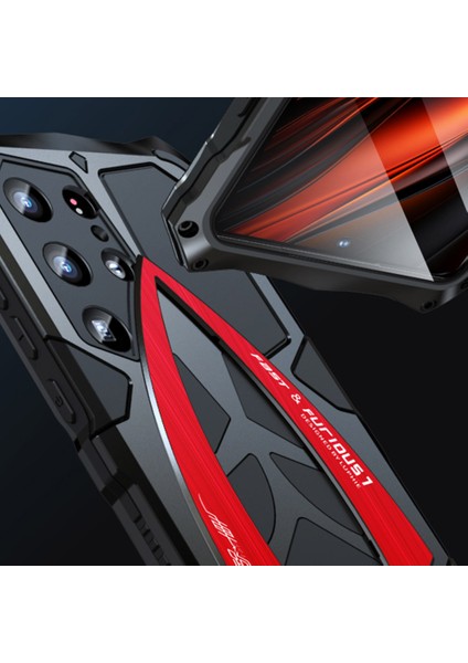 Luphıe Samsung Galaxy S24 Ultra Kılıf Spor Araba Tasarımı Darbeye Dayanıklı Metal + Tpu Telefon Kapağı Ekran Koruyucu Ile-Siyah/kırmızı (Yurt Dışından) indirimleri