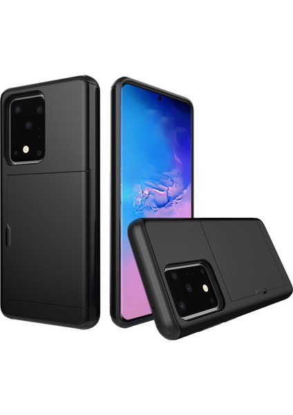 Samsung Galaxy S20 Ultra-Black Için Kart Yuvası Pc+Tpu Combo Geri Kabuk (Yurt Dışından)
