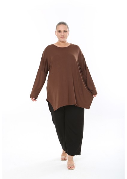 Kadın Likralı Viskon Büyük Beden Tunik ( Göğüs Ölçüsü 150CM)