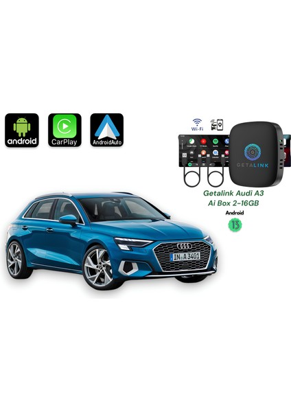 Audi A3 3in1 2-16GB Ai Box Hareket Halinde Video Izleme Youtube + Netflix + ANDROID13