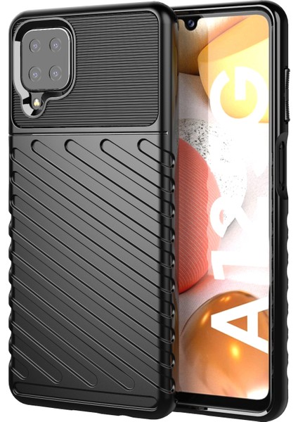 Samsung Galaxy A12-BLACK Için Thunder Serisi Twill Texture Tpu Koruma Kılıfı (Yurt Dışından)