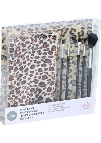 Touch Of Beauty Makyaj Fırça Seti 5'li Make - Up Brush Seti Çanta Boy & Leopar Desenli Çanta fiyatları