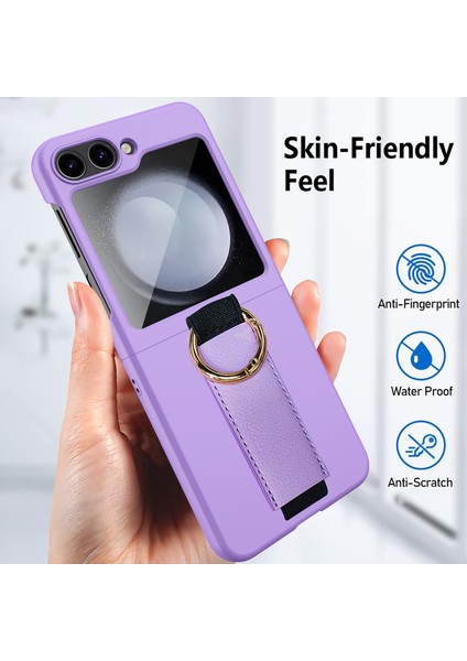 Samsung Galaxy Z Flip5 5g Halkalı Kılıf Küçük Ekran Koruyuculu Sert Pc Telefon Kapağı-Siyah (Yurt Dışından) fırsatları