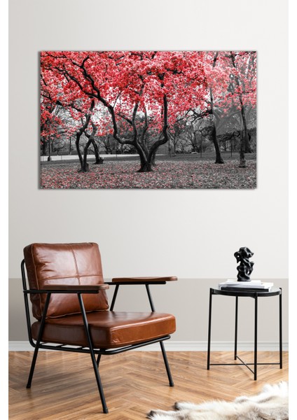 Büyük Kırmızı Çiçekli Ağaç Cam Tablo, Modern Ev Ofis Dekoru Hediyelik Duvar Dekorasyonu Kırılmaz Cam fiyatları