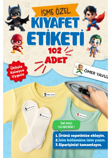 Kıyafet Etiketi - Okul Kıyafetlerine Kişiye Özel 30 Saniyede Kolay Uygulama Yıkanabilir - Hero