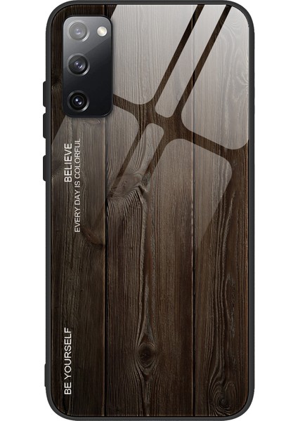 Samsung Galaxy S20 Fe 4g/fe 5G/S20 LITE/S20 Fe 2022-BLACK Için Ahşap Doku Tpu+Temperli Cam Kapak (Yurt Dışından)