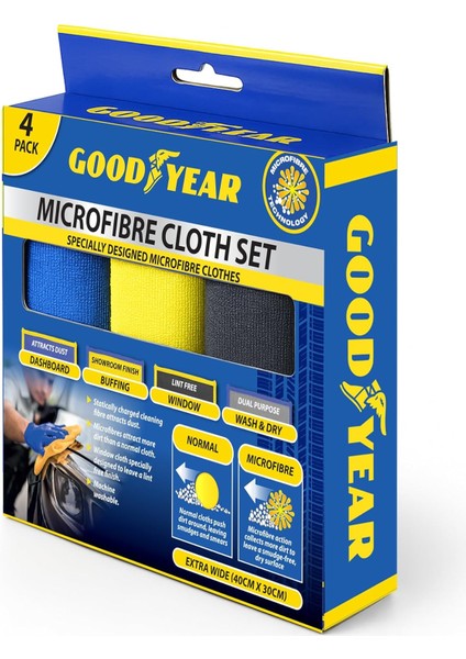 4 Parçalı Mikrofiber Bez Seti, Araç Temizliği Için Çok Amaçlı ve Yıkanabilir