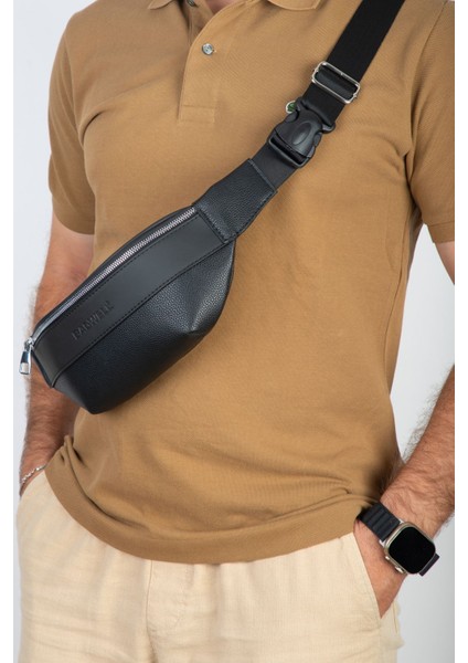 Siyah Vegan Deri Çapraz Gözlü Göğüs ve Bel Çanta, Şık ve Kullanışlı Tasarım fiyatları