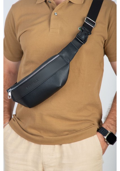 Siyah Vegan Deri Çapraz Gözlü Göğüs ve Bel Çanta, Şık ve Kullanışlı Tasarım modelleri