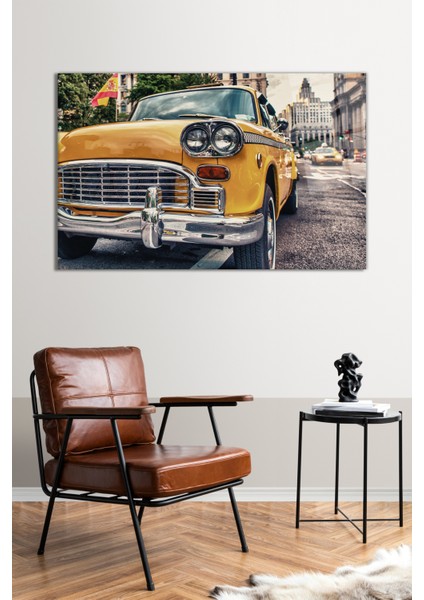 Klasik Retro Sarı Otomobil Cam Tablo, Modern Ev Ofis Dekoru Hediyelik Duvar Dekorasyonu Kırılmaz Cam fiyatları