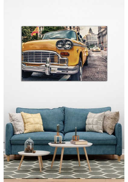 Klasik Retro Sarı Otomobil Cam Tablo, Modern Ev Ofis Dekoru Hediyelik Duvar Dekorasyonu Kırılmaz Cam modelleri