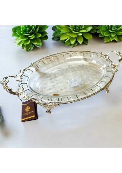 Ayaklı Oval Sunum Tabak 43*36*23*5 cm