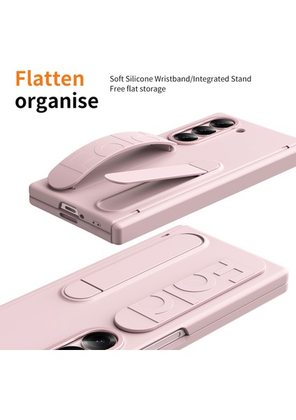 Samsung Galaxy Z Fold6 5g Kılıf Kickstand Bileklik Temperli Cam Filmli Pc Telefon Kapağı-Pembe (Yurt Dışından) fırsatları