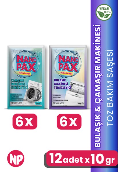 Çamaşır & Bulaşık Makinesi Temizleyici Toz Bakım Saşesi (6 x 6 Adet 10GR)