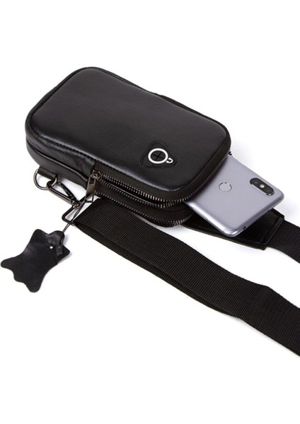 Şık Siyah Hakiki Deri Bel ve Omuz Çanta, Günlük ve Seyahat Kullanımı Için Ideal modelleri