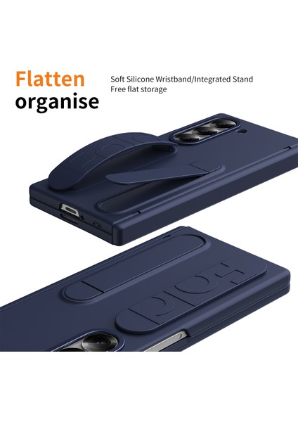Samsung Galaxy Z Fold6 5g Kılıf Kickstand Bileklik Temperli Cam Filmi ile Pc Telefon Kapağı-Mavi (Yurt Dışından) fırsatları