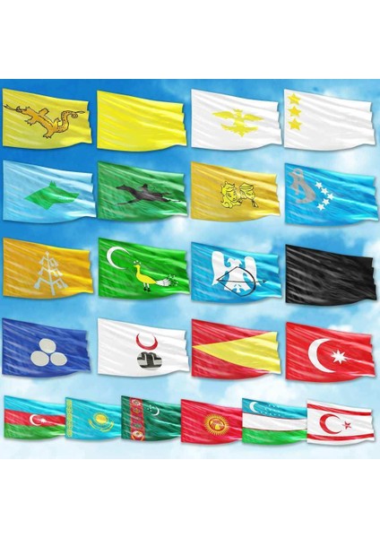 16 Eski Türk + 6 Bağımsız Türk Cumhuriyetleri Bayrak Seti