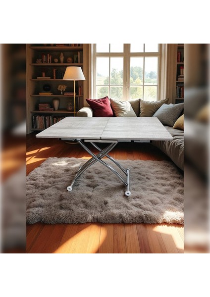 Ortadan Açılır Akıllı Masa Mdf Tabla Krom Kaplama Ayaklı