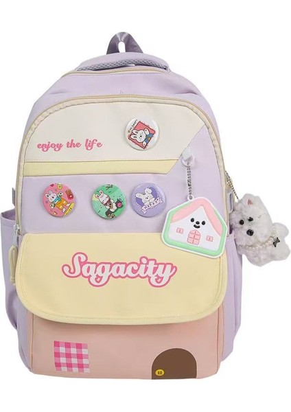 Kızlar Için Yeni Okul Çantası Ortaokul Öğrencileri Beşinci ve Altıncı Sınıf Ilkokul Öğrencileri Için Büyük Kapasiteli Su Geçirmez Sırt Çantası (Yurt Dışından)