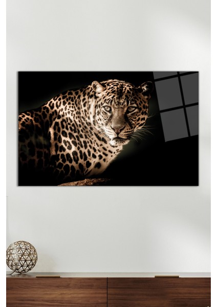 Leopar Hayvan Portresi Cam Tablo, Modern Ev Ofis Dekoru, Hediyelik Duvar Dekorasyonu, Kırılmaz Cam