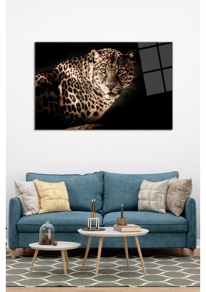 Leopar Hayvan Portresi Cam Tablo, Modern Ev Ofis Dekoru, Hediyelik Duvar Dekorasyonu, Kırılmaz Cam modelleri