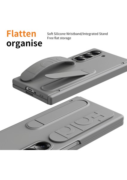 Samsung Galaxy Z Fold6 5g Kılıf Kickstand Bileklik Temperli Cam Filmli Pc Telefon Kapağı-Gri (Yurt Dışından) fırsatları