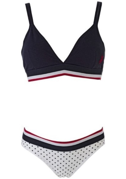 Lisanslı %95 Pamuklu Kadın Büstiyer Slip Kutulu Takım / Lacivert fiyatları