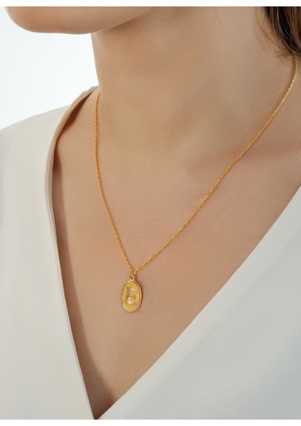 14 Ayar Altın Oval Nostaljik Harf Halat Burgu Zincir Kolye modelleri