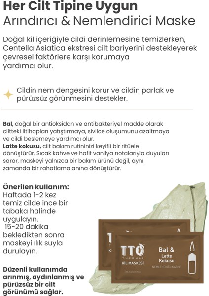 Thermal Kil Maskesi Bal ve Latte Kokusu Nemlendirici Maske 1 Adet indirimleri