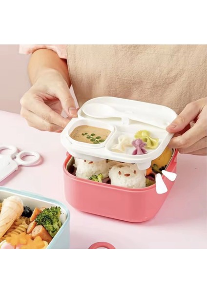 Paslanmaz Çelik Sızdırmaz Kaşıklı Saklama Kabı Beslenme Kabı 600 Ml. Pembe Ithal Ürün indirimleri