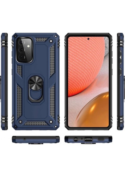 Samsung Galaxy A72 Kılıf Sofya Yüzüklü Silikon Kapak - Lacivert modelleri