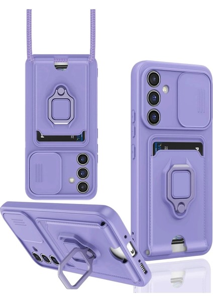 Samsung Galaxy A56 Kılıf Zuma Kartvizitli Yüzüklü Silikon - Lila