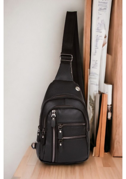 Vegan Deri Çapraz Omuz Çantası, Su Geçirmez, Günlük ve Spor Kullanımına Uygun