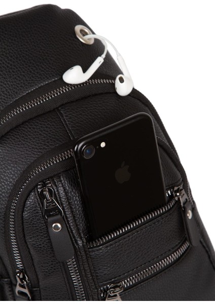 Vegan Deri Çapraz Omuz Çantası, Su Geçirmez, Günlük ve Spor Kullanımına Uygun