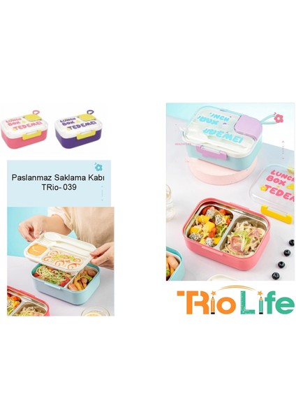 2 Bölmeli Paslanmaz Çelik Sızdırmaz Çatal ve Kaşıklı Saklama Kabı Beslenme Kabı 750 ml Pembe Ithal Ürün indirimleri